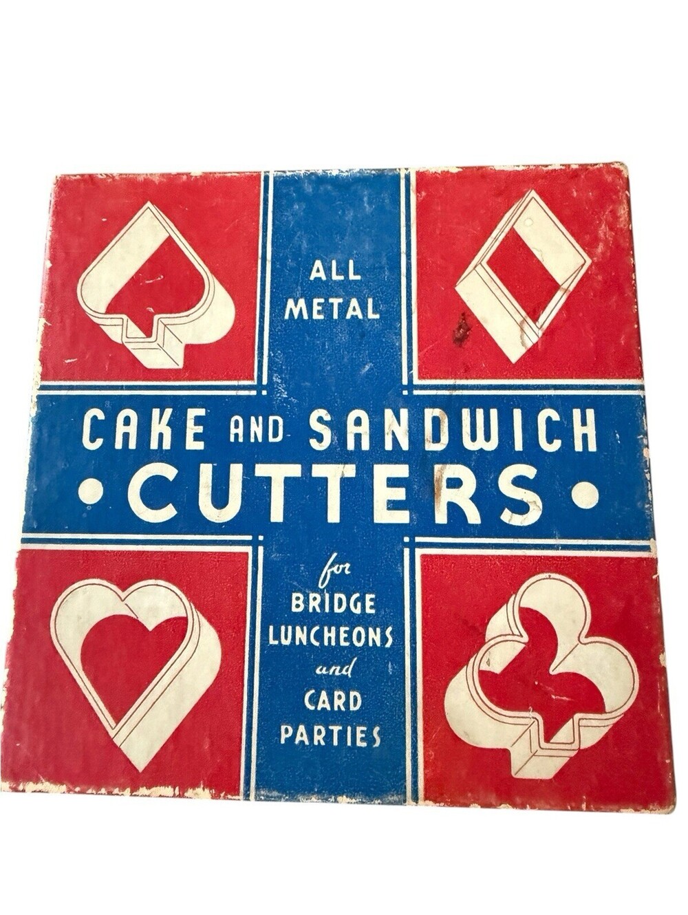 Vintage Cake Cookie Sandwich Cutters In Orig Box Card Suits Metal